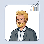Illustration of an executive determining next steps after due diligence file analysis