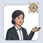 Illustration of an analyst focusing on critical data points during file review