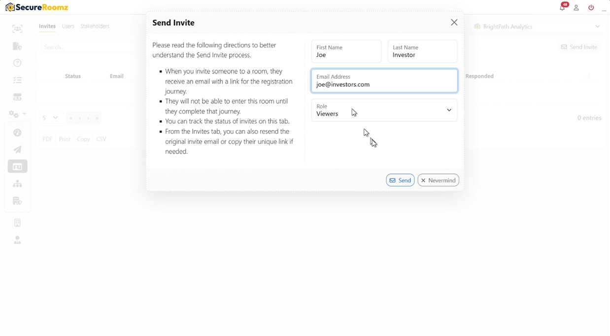 Step 8: Invite Investors